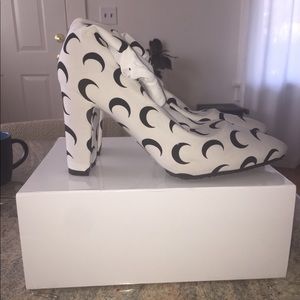 Marine Serré white and black sock platform heels